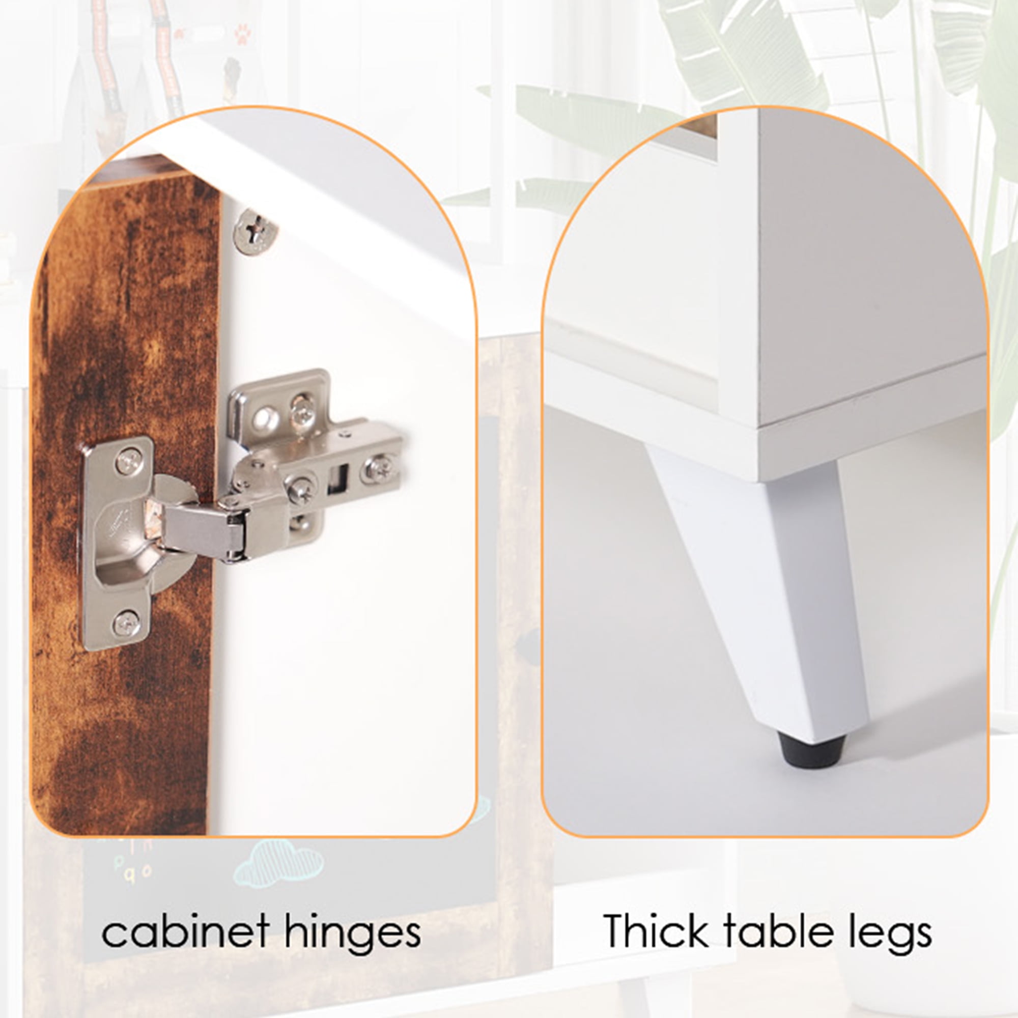 resenkos 55" Cat Litter Box Enclosure Hidden with 2 Storage Shelves and Doors, Wood Cat House Furniture with Scratch, Fit Most of Litter Box, White