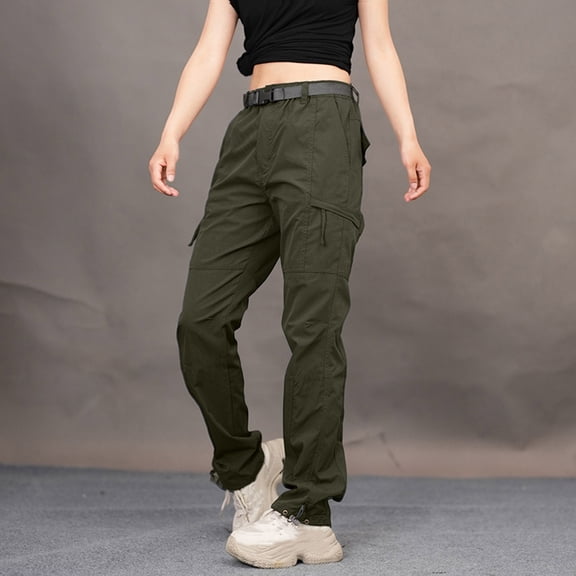 Women's Pants - Womens Hiking Pants Unconvertible Quick Dry Stretch Lightweight Zip Off Outdoor Safari Jogger Pants with Cargo Pockets Army Green L