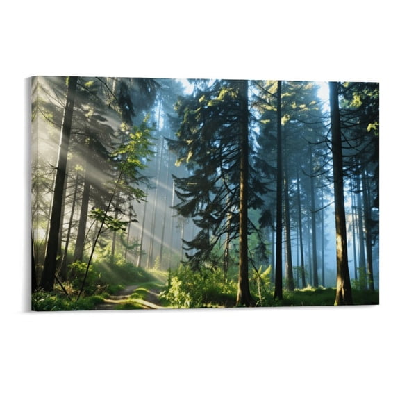 Soscooter Nature Tree Wall Art Canvas for Living Room, Forest Decor Aesthetic Vintage Posters & Prints, Bedroom Home Classroom Shelf Decor,24x12 inches
