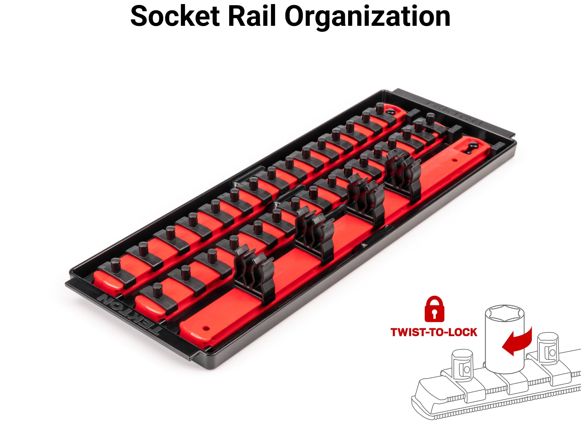 TEKTON 1/4 Inch Drive Shallow and Deep 6-Point Socket and Ratchet Set with Rails and Tray, 35-Piece (4 - 15 mm) | SKT03201