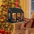 thumbnail image 2 of ViciArt Tiny House Christmas Ornament, Rustic Winter Lodge, Miniature Cabin with LED Lights, 2 of 4