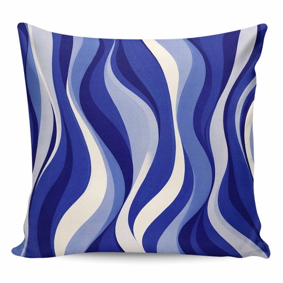 Blue Moire Pillow Covers 18x18 Inch Decorative Throw Pillow Cover, Classic Modern Abstract Art Elegant Sofa Pillowcases Accent Cushion Case Home Decor Bedroom Living Room