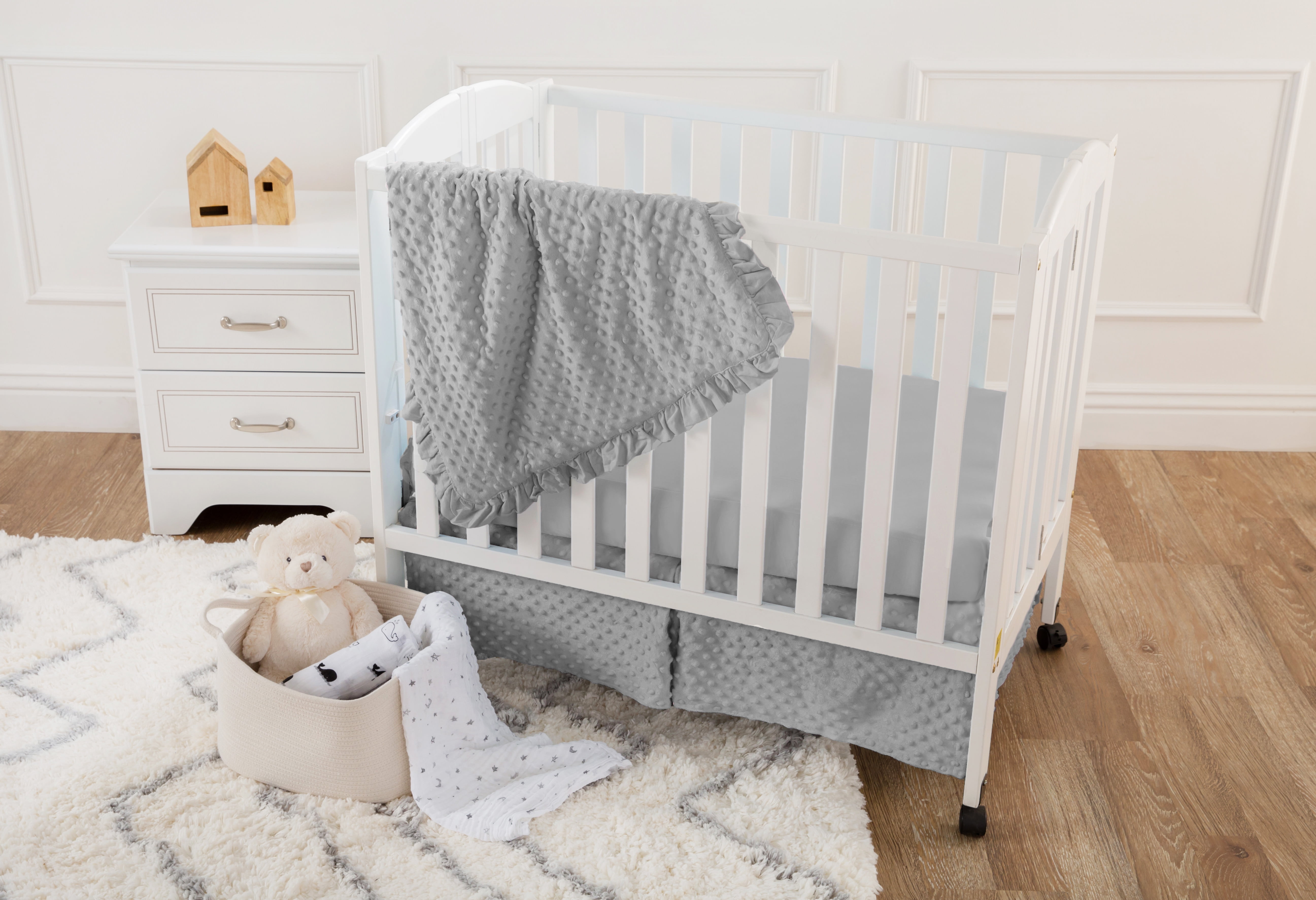 Baby Bedding Set 3pcs Nursery Bumper Black White Stripe Safety Padded Bed Crib 