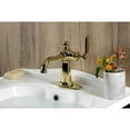 thumbnail image 2 of Kingston Brass KSD3542KL Knight One-Handle Single-Hole Bathroom Faucet with Deck Plate and Push Pop-Up Drain, Polished Brass, 2 of 7