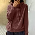 thumbnail image 2 of Women's Hoodies Sweatshirts Long Sleeve Solid Fleece Warm Trendy Tops Pullovers Coffee,M, 2 of 6