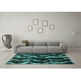 thumbnail image 3 of Ahgly Company Machine Washable Indoor Rectangle Abstract Turquoise Blue Modern Area Rugs, 8' x 12', 3 of 4