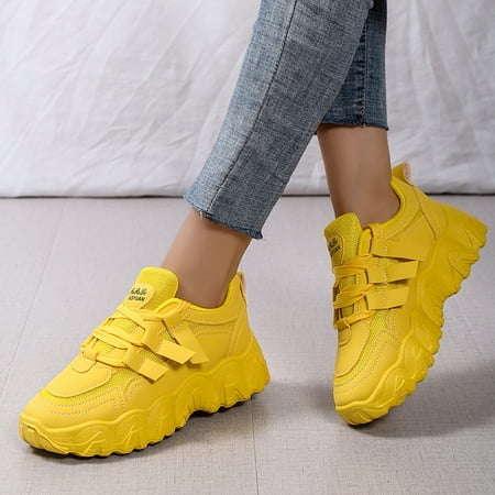 

Women‘s Letter Patch Decor Mesh Panel Lace-up Front Chunky Sneakers Breathable Mesh Lace-Up Running Shoes Casual & Stylish Shoes Women‘s Footwear