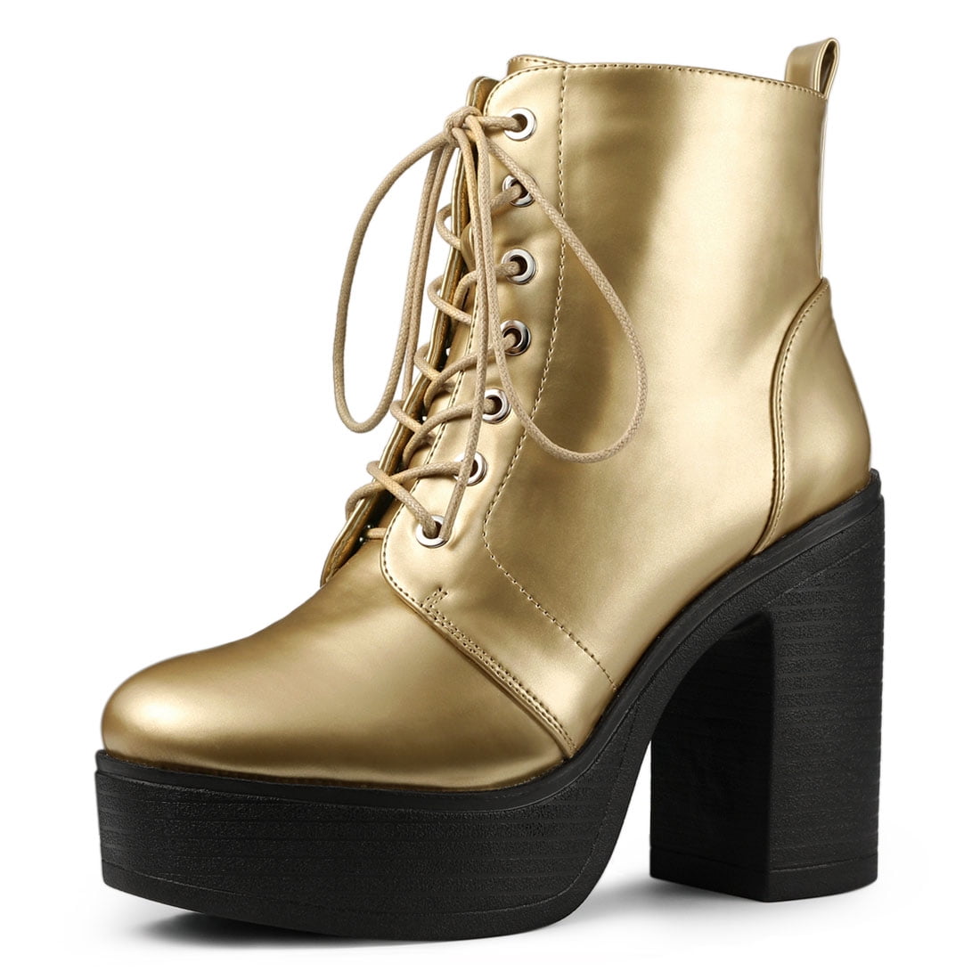 chunky high heel combat boots