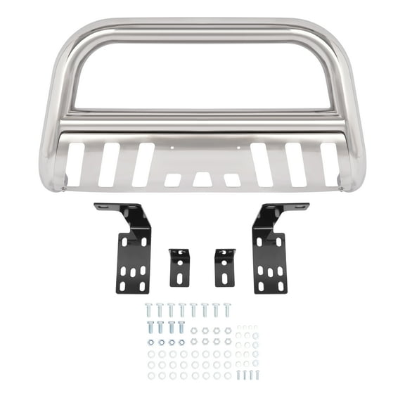 KOJEM Bull Bar Push Bumper, Fit for 2002-2009 DODGE RAM 1500/2500/3500 Truck Silvery Polishing Bull Bar Push Bumper Grill Guard