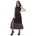 thumbnail image 3 of Moomaya Robe de Vacances pour Femmes en Rayonne, Col Licou, Sans Manches, Fente avant, Robe Imprimée, 3 of 4