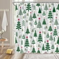 thumbnail image 2 of Christmas Shower Curtain Green Xmas Tree Stars Rustic Farmhouse Cartoon Winter Holiday Merry Christmas 70x84(WxH) Inches Bathroom Decor Fabric Curtain with Hooks, 2 of 6