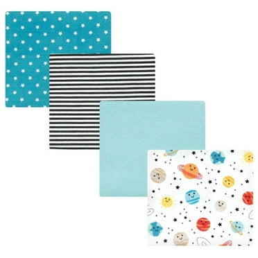 Hudson Baby Infant Boy Cotton Rich Flannel Receiving Blankets, Happy Planets, One Size