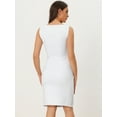 thumbnail image 3 of Unique Bargains Sleeveless Sheath Dress Women's Boat Neck Casual Office Dresses M White, 3 of 6