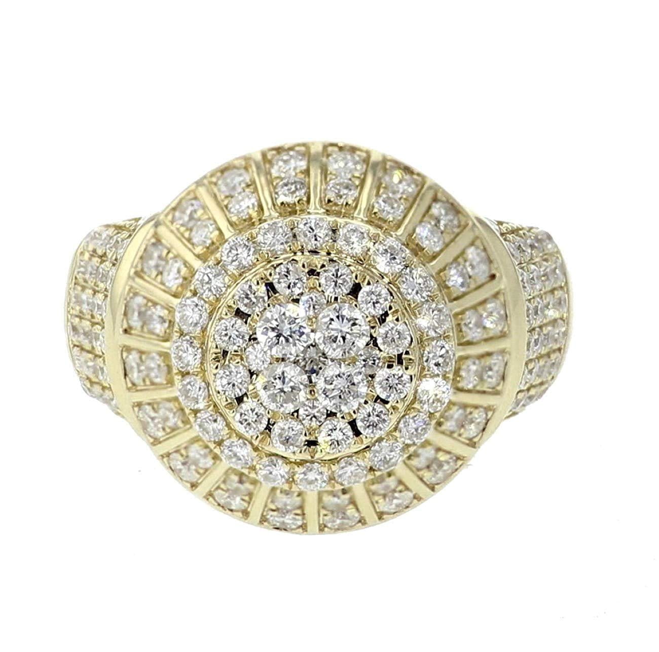 10K Gold Diamond Pinky Ring for Men Fashion Hip Hop Ring Big Look 1.90ctw 18mm