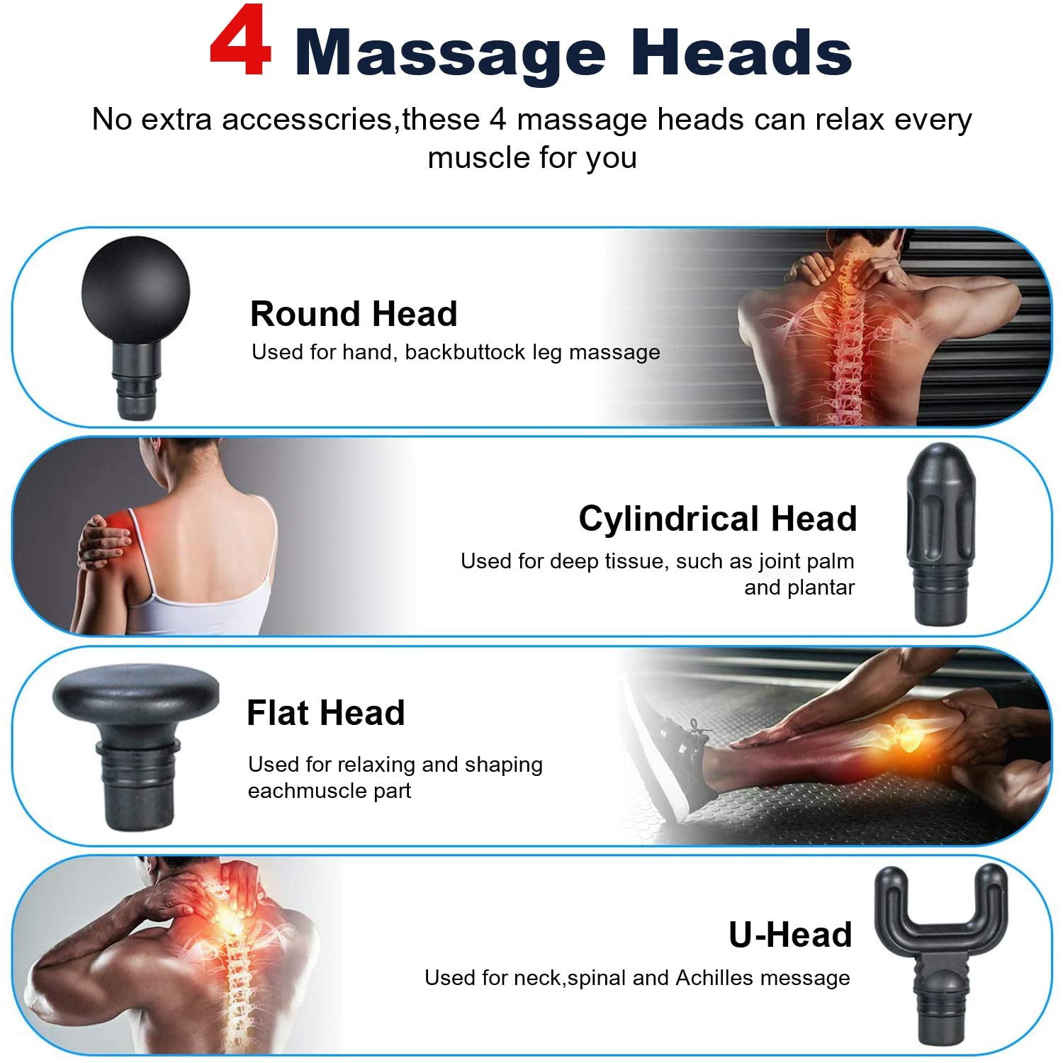 Bitfinic Mini Massage Gun Portable Deep Tissue Percussion Muscle Back  Massager for Pain Relief with 4 Massage Heads 4 Speed High-Intensity  Rechargeable 