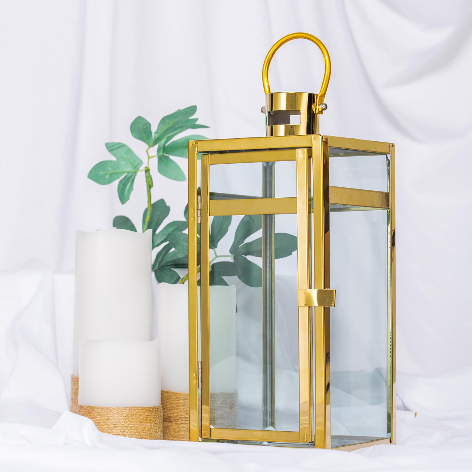 Efavormart 12.5" GOLD Stainless Steel Lantern Candle Holder Tabletop