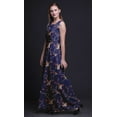 thumbnail image 4 of Bimba Robe Longue Imprimée pour Femmes avec Oiseau, Tenue de Villégiature, Robe de Soirée - Grand Bleu Marine, 4 of 6