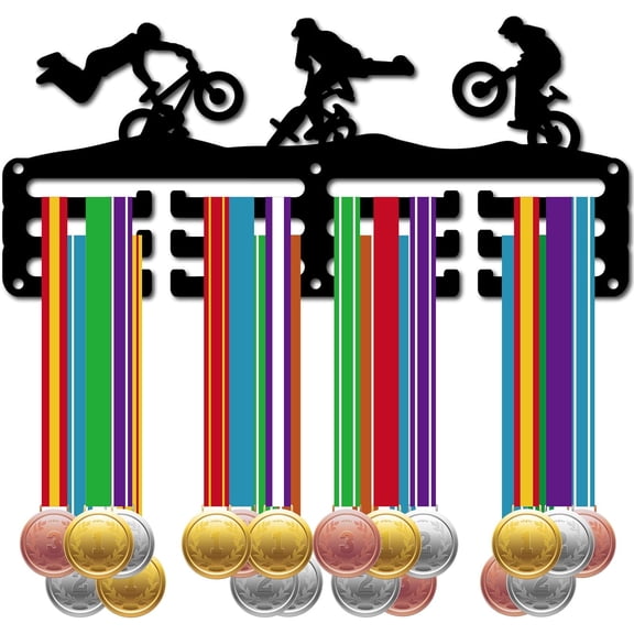 1set Biking Medal Holder Cycling Medal Hanger Display Sports Frame Hooks Small Wall Mount Medal Rack Organizer for Hanging Medals Badges Bicycle Sports Cyclocross Bike Medalist 11.4 x 5.1Inch