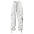 thumbnail image 5 of Venzia Women Drawstring Cargo Jogger Pants Loose Wide Leg Streetwear Trousers, 5 of 6