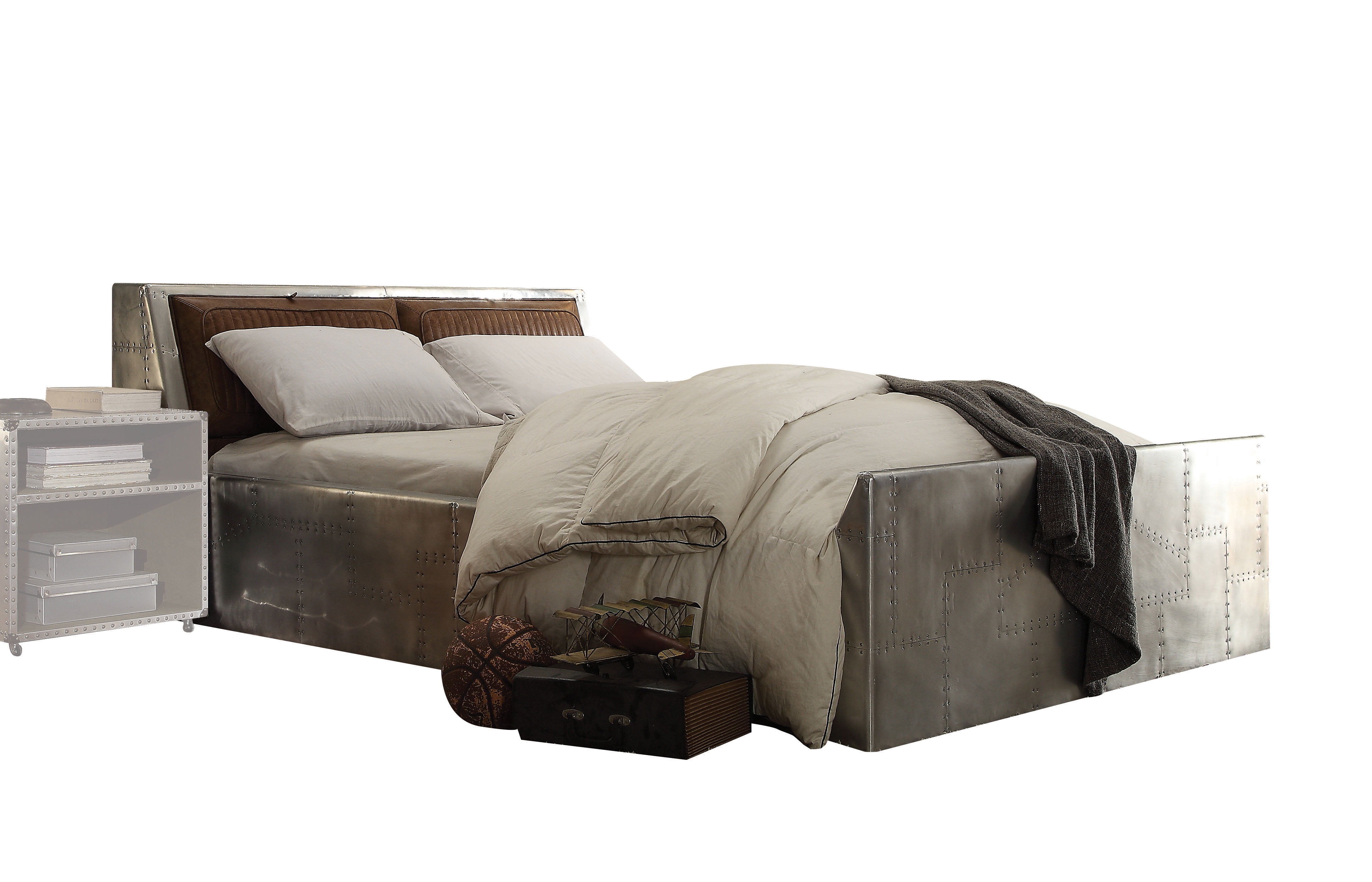 Acme Furniture Brancaster Storage Queen Bed Retro Brown Top Grain Acme Furniture Brancaster Storage Queen Bed Retro Brown Top Grain Leather Aluminum Com
