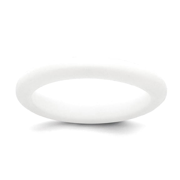 Silicone White 3mm Band Size 7 Ring for Women and Men