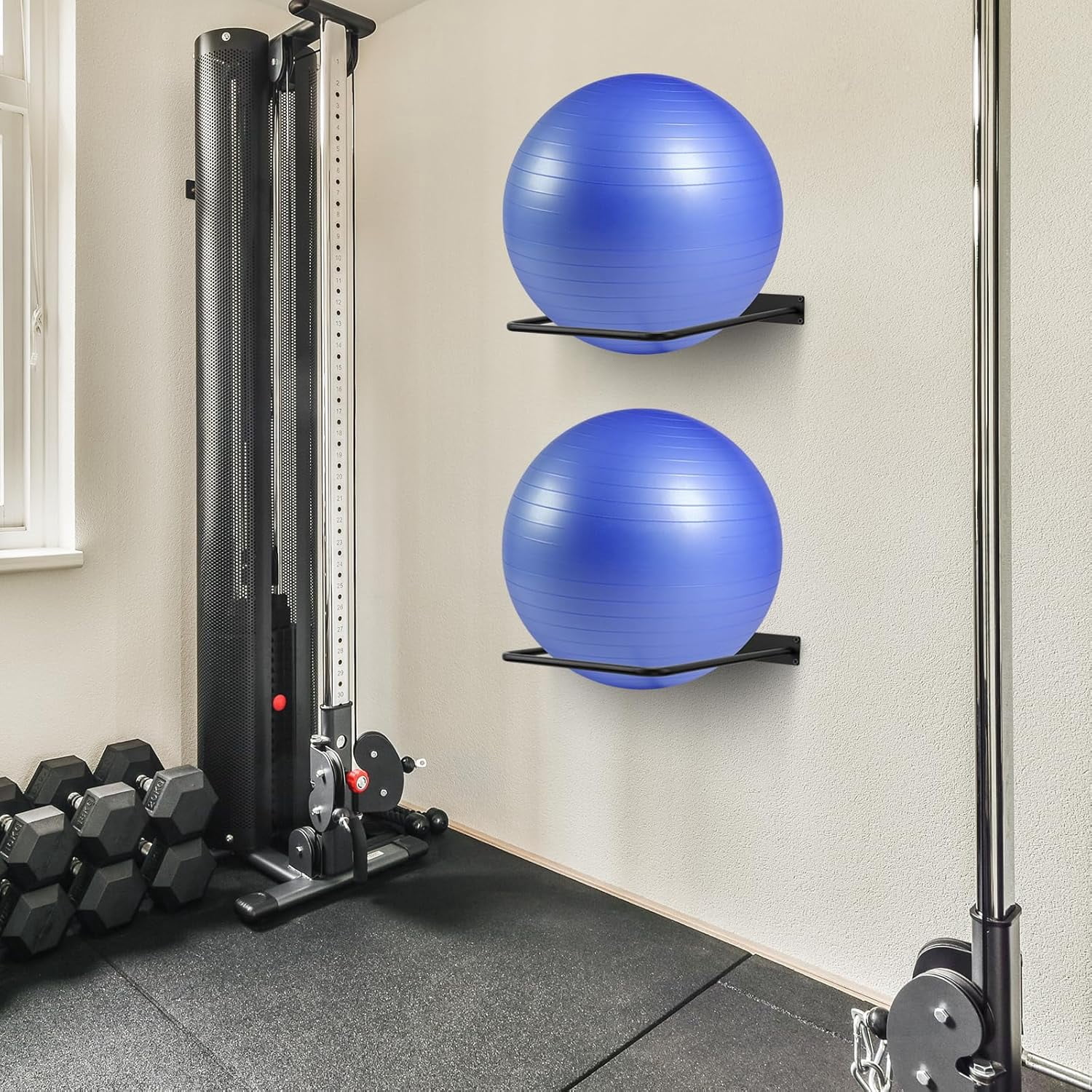 Large Stability Ball Wall RackYoga Ball Storage Rack, Yoga Studio and Home or Commercial Gym Exercise Ball Equipment Organizer