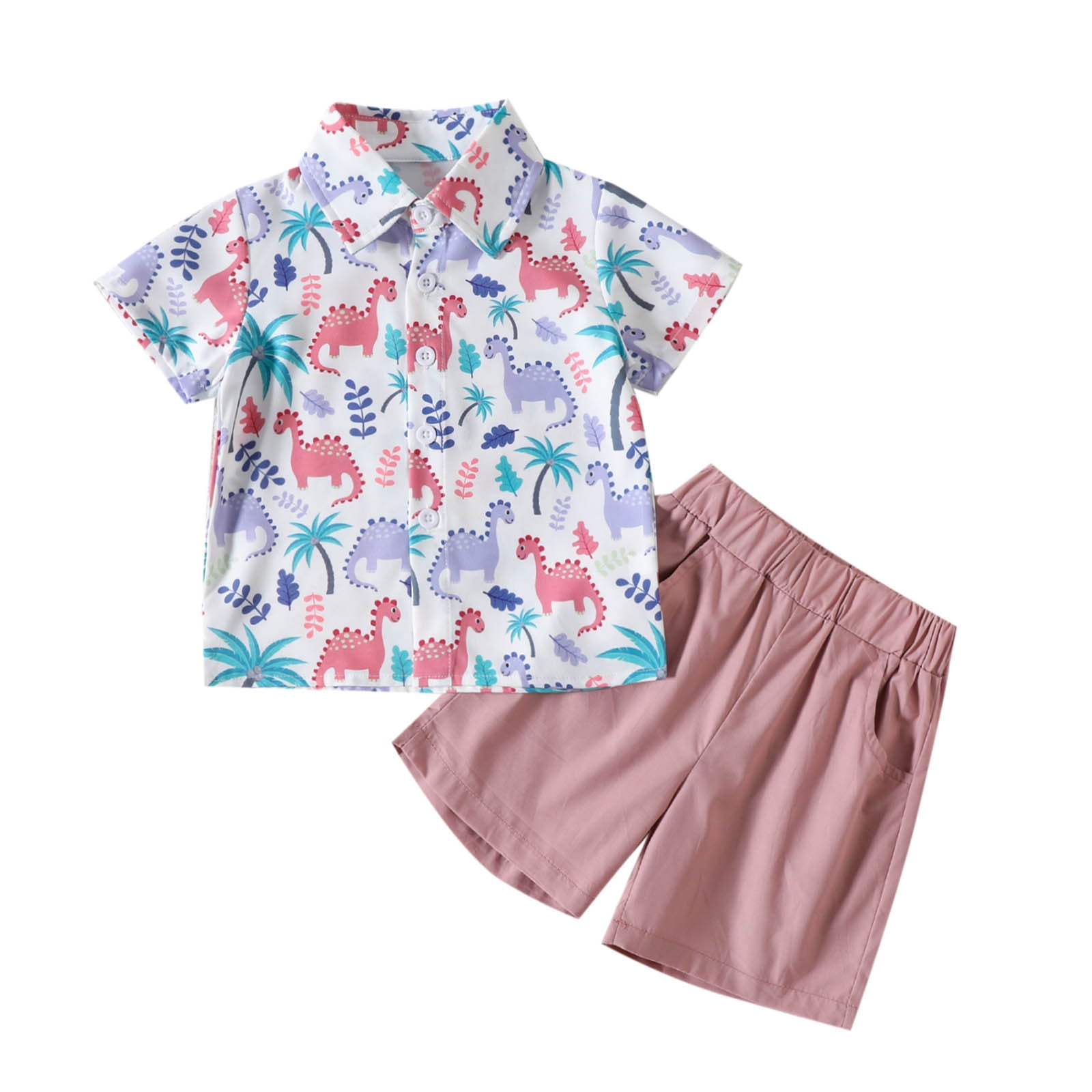 Fesfesfes Toddler Boys Hawaiian Outfit Kids Baby Boy Printed Tops and