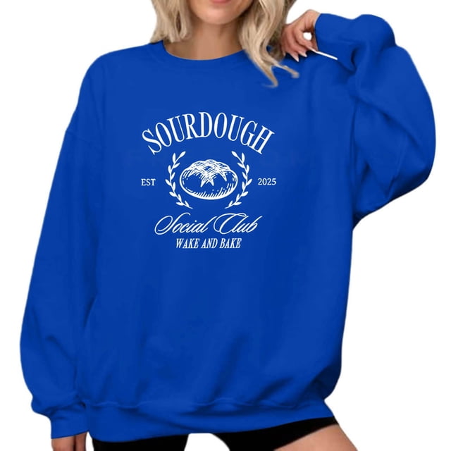 Chandail à Capuche Sans Capuche pour Femmes Imprimé Col Rond Manches Longues Chandail Athlétique Décontracté Doux Confortable Mode pour Usage Quotidien