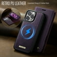 thumbnail image 3 of ELEHOLD Magnetic Detachable Wallet Case for iPhone 11, Shockproof Faux Leather Stand RFID Card Slots Detachable Mag-Safe Magnetic Case Cover,Removable Back Shell,Purple, 3 of 12
