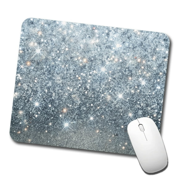 Silver Faux Glitter Mouse Pad Low Profile Gaming Mat