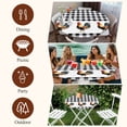 thumbnail image 7 of Black White Plaid Rooster Round Tablecloth, Fitted Table Cover with Elastic for 36"-44" Round Tables, Vintage Farmhouse Checkered Table Cloth Outdoor Indoor Dinning Party Waterproof Tablecloths, 7 of 7