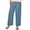 Blue, variant on TRUBKH Cotton Linen Pants Elastic Waist Straight Leg Summer Wide Leg Vacation Beach Trousers Summer Boho Pants Pull On Pants Casual Pants for Women Linen Capri Pants Paperbag Pant Beige L