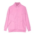 thumbnail image 3 of Dolkfu Jackets for Women Pink Long Sleeve Full Zip Sweatshirts Track Solid Bomber Jacket Coat Women L, 3 of 5