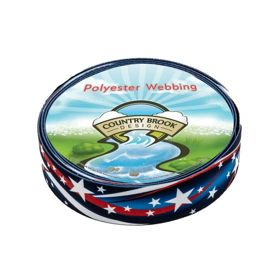 Country Brook Design - Star Spangled Polyester Webbing (1 1/2 Inch, 20 Yards)