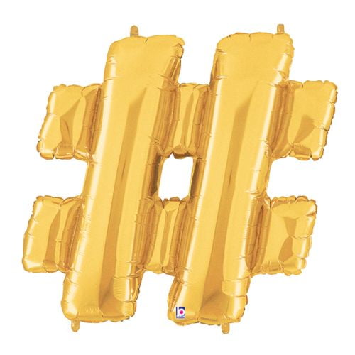 Burton & Burton 40" Hashtag Shape Gold Balloon