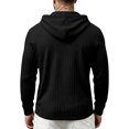 thumbnail image 6 of MiYuan Mens Henley Hoodies Textured Knit Pullover Casual Long Sleeve Knit Hooded Sweatshirt with Kangaroo Pocket, 6 of 7