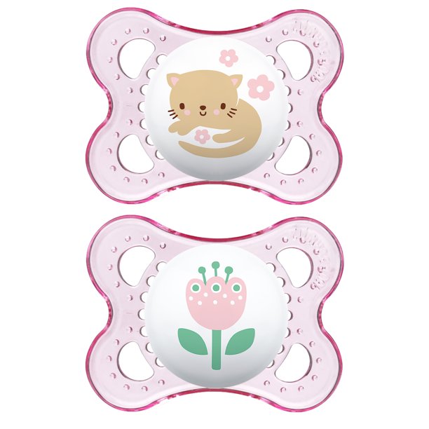 MAM Clear Pacifier, 06 Months, Girl, 2 Pack