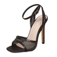 thumbnail image 7 of Womens Stiletto Heels Square Open Toe Ankle Strap Mesh Sandals 2026 Summer Fashion Heeled Dress Shoes Black Size 9, 7 of 7