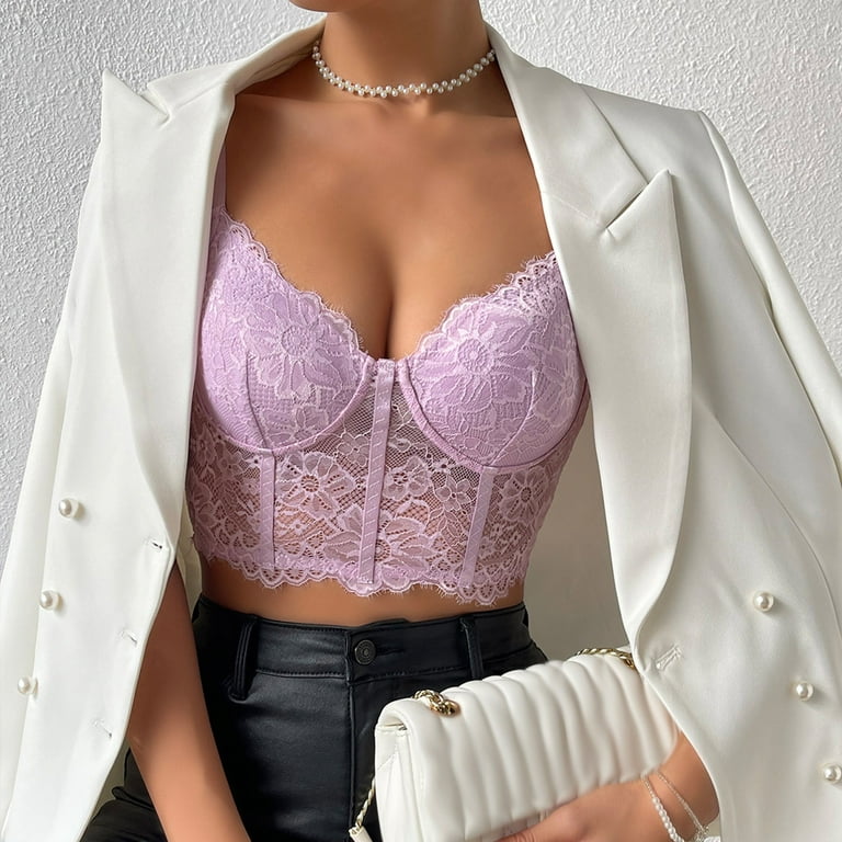 Sexy Women Lace Bra Crop Tops Summer Strappy Bustier Bralette Corset Vest  -lq