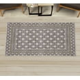 thumbnail image 1 of Vintage Decorative Rug, Ethnic Themed Squares and Circle Details Antique Themed Mesh Grid, Quality Carpet for Bedroom Dorm and Living Room, 6 Sizes, Eggshell and Pastel Purple, by Ambesonne, 1 of 1