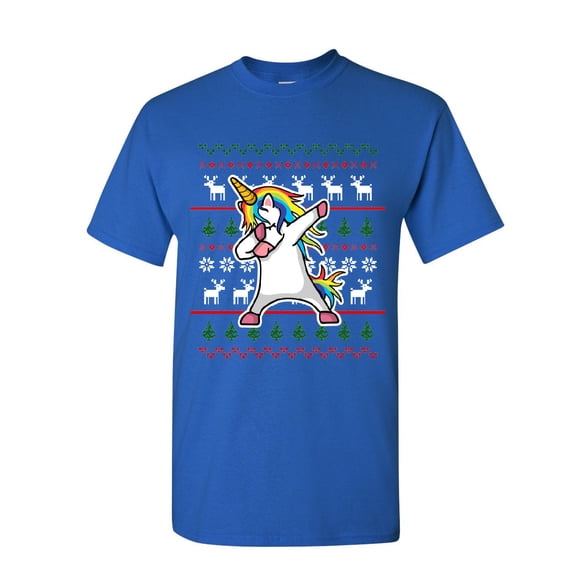 Tee Hunt Dabbing Unicorn Ugly Sweater T-Shirt Christmas Xmas Dab Rudolph Mens Shirt