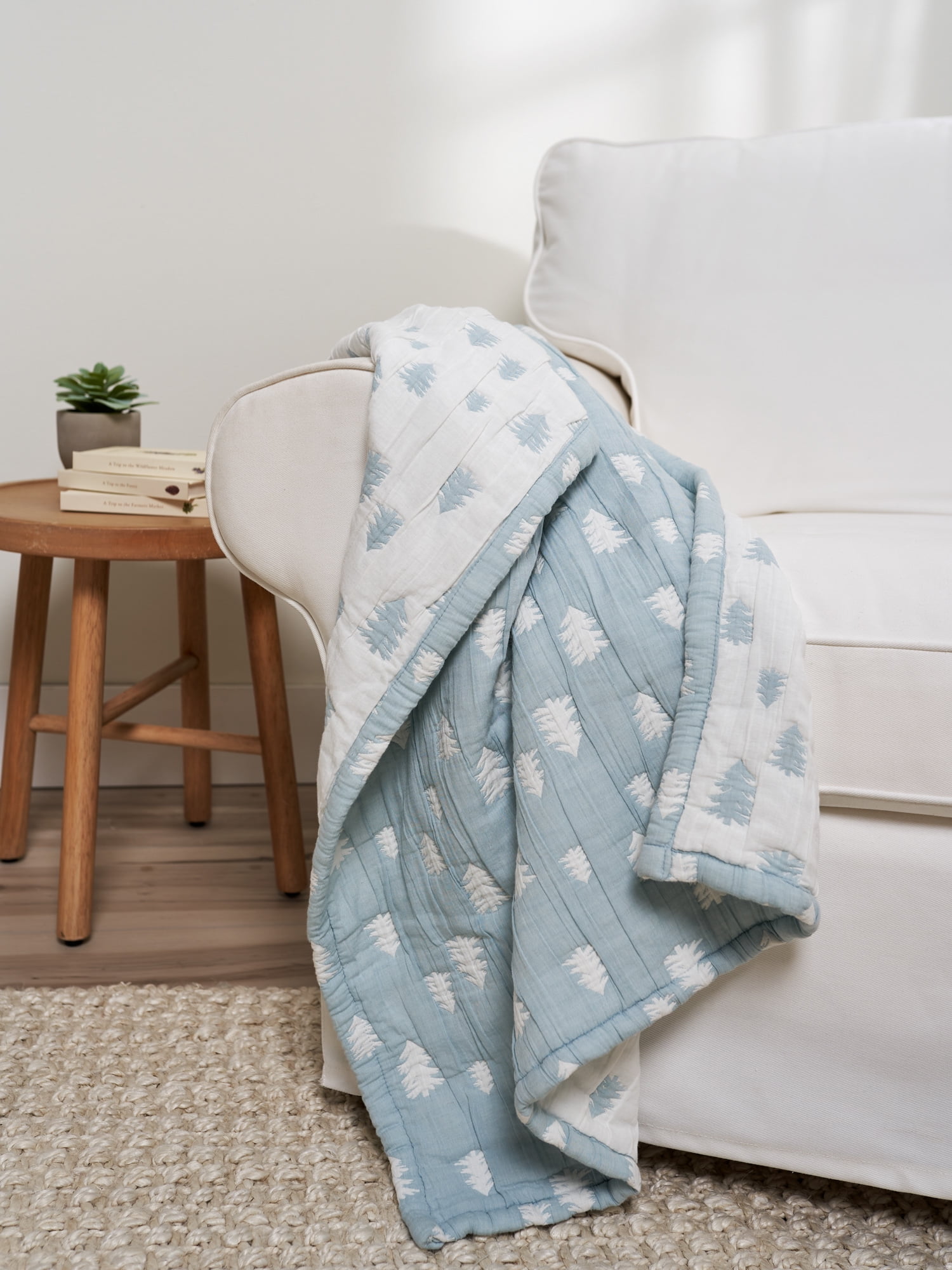 Modern Moments By Gerber Baby Boy Jacquard Gauze Blanket, Blue