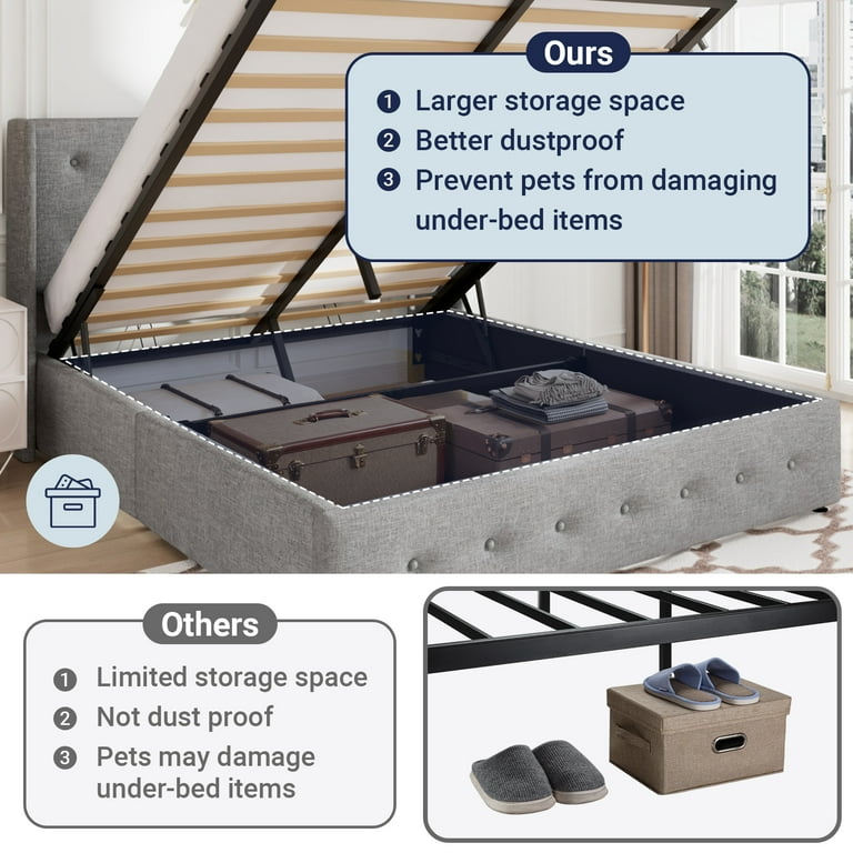 Allewie Modern Full Size Bed Frame with Lift Up Storage and