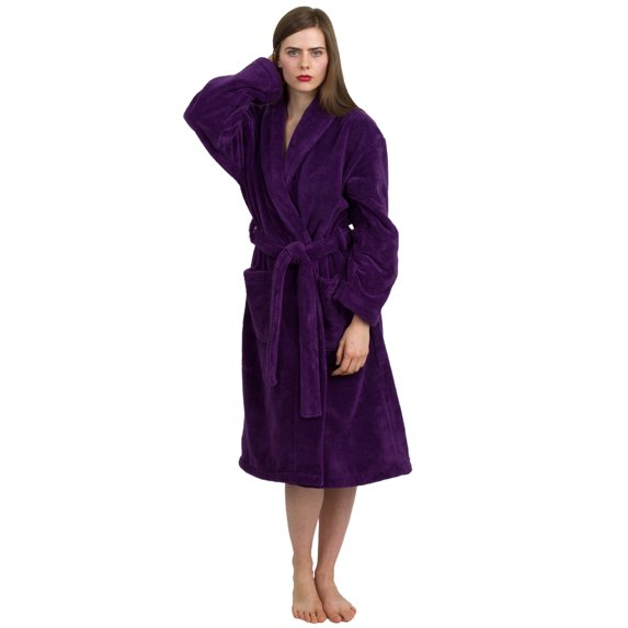 TowelSelections Women's Super Soft Plush Bathrobe Fleece Spa Robe Large-X-Large Purple