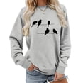 thumbnail image 2 of XIAOCHA Bird Silhouette Line Graphic Pullover Sweatshirt For Women Minimal Neutral Print Daily Top, 2 of 4