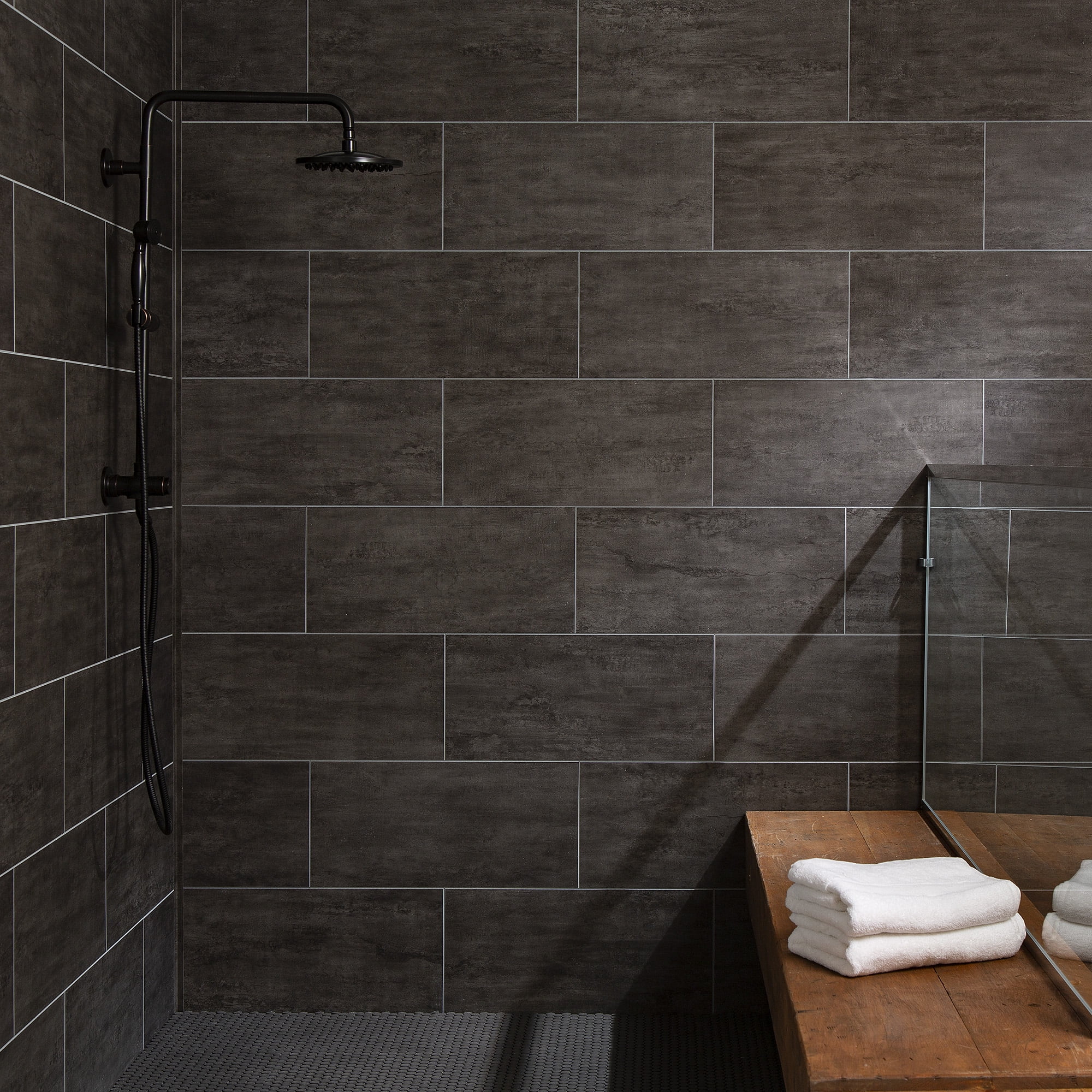 Palisade 23.2 in. x 11.1 in. Interlocking Vinyl Wall/Backsplash Panels in Ashen Slate (10 Pack)