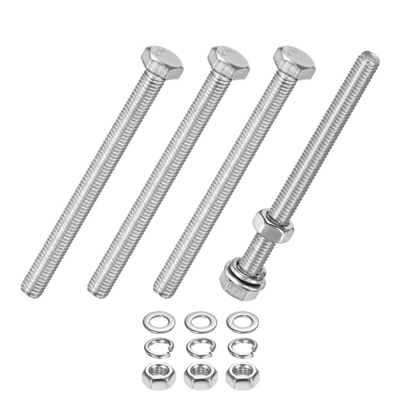 Uxcell 4-Pack Hex Head Screw Bolt with Nuts Flat & Lock Washers M5x60mm