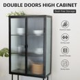 thumbnail image 2 of Storage Cabinet, Floor Cabinet with Dual Doors and Three Shelves, Cabinets for Living Room Bathroom Dining Room Kitchen Room Entryway, Black, 2 of 7