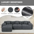 thumbnail image 6 of Hawsaiy 122" Modern L-Shaped Modular Sectional Sofa with Ottoman, 4-Seater Convertible Cloud Couch, Chenille Fabric, No Assembly Required, Black, 6 of 13