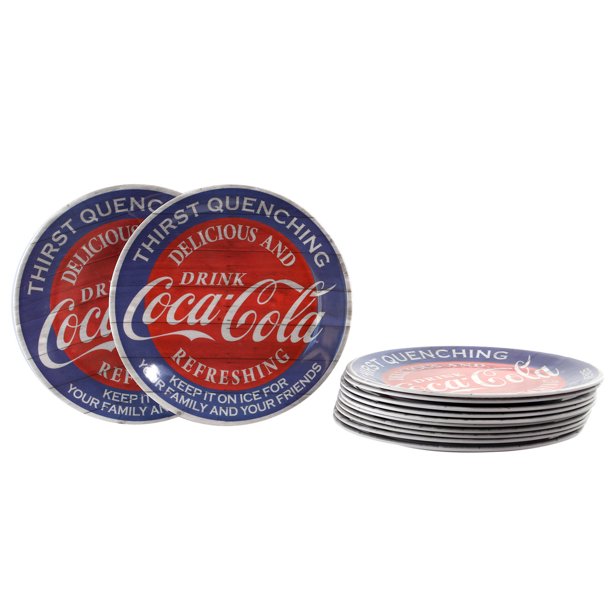 CocaCola Americana Melamine 12 Piece 9 inch Dessert Plate Set in Blue